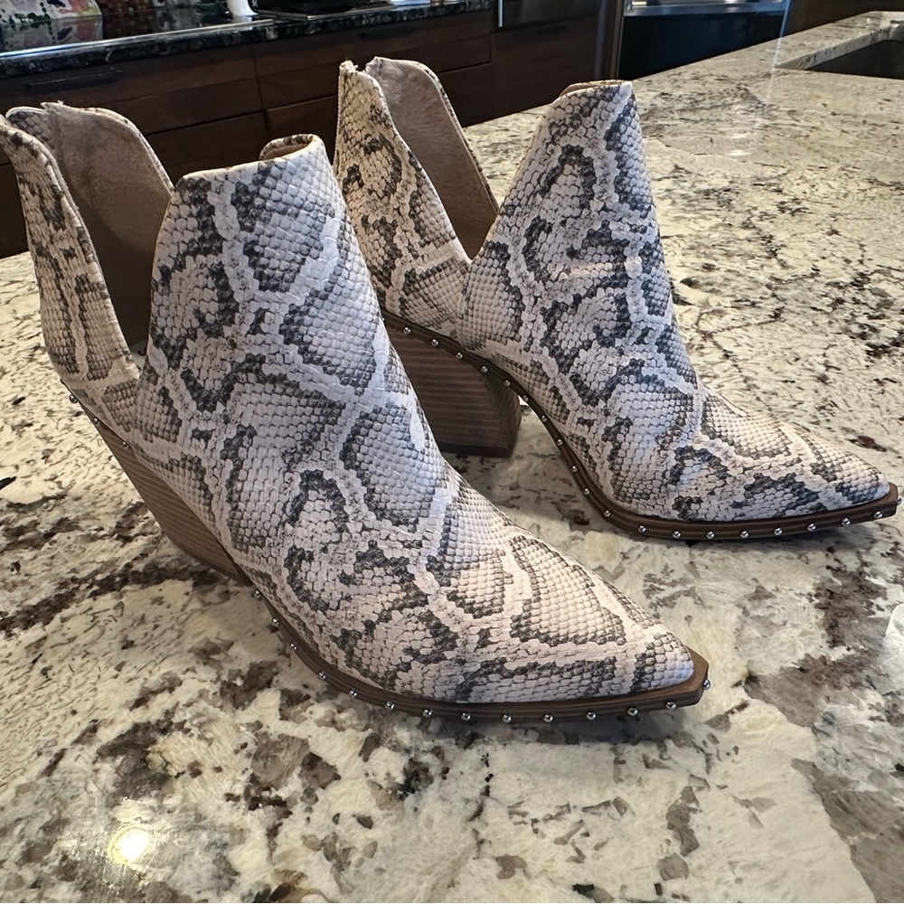 Steve Madden Snakeskin Booties with Studs